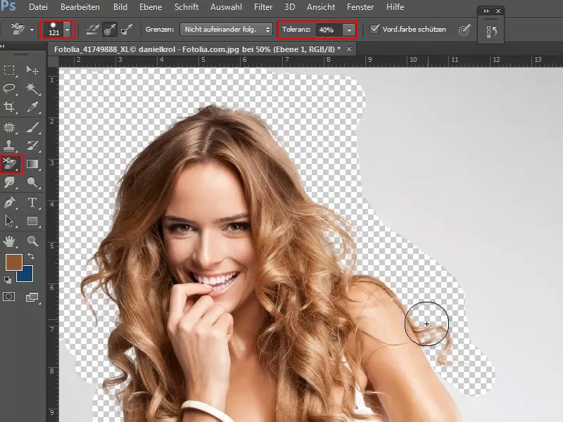 Haare und Personen freistellen kann so einfach sein - mit dem Hintergrund-Radiergummi-Werkzeug