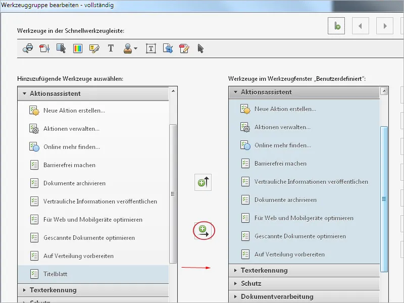 Aktionen definieren, exportieren und importieren in Acrobat