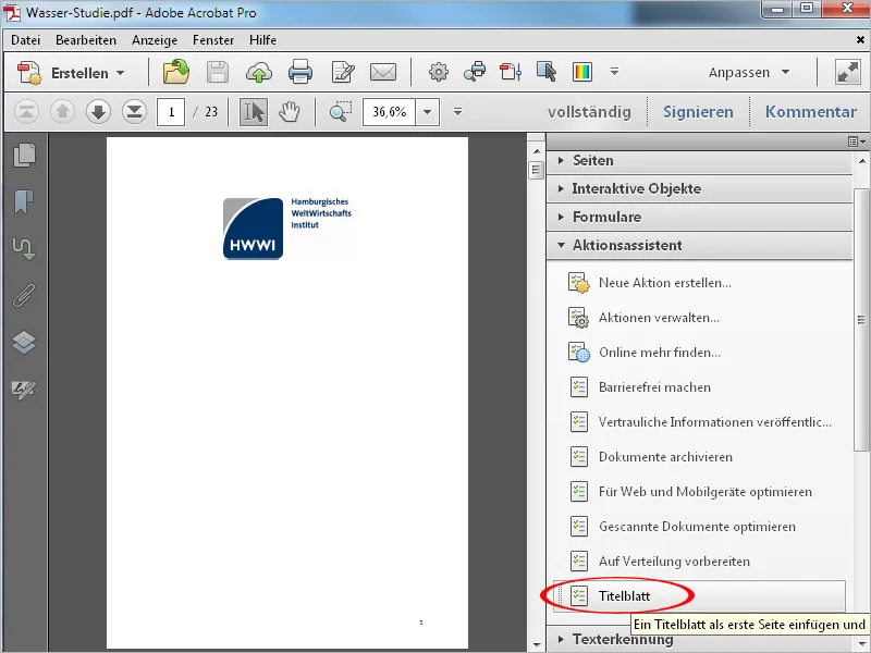 Aktionen definieren, exportieren und importieren in Acrobat