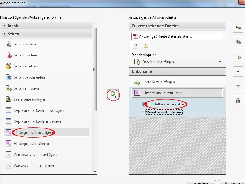 Aktionen definieren, exportieren und importieren in Acrobat