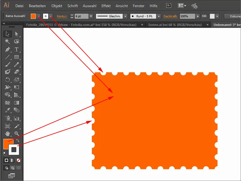 Tipps &amp; Tricks zu Adobe Illustrator: Gepunktete Linie erstellen (Beispiel: Briefmarke)