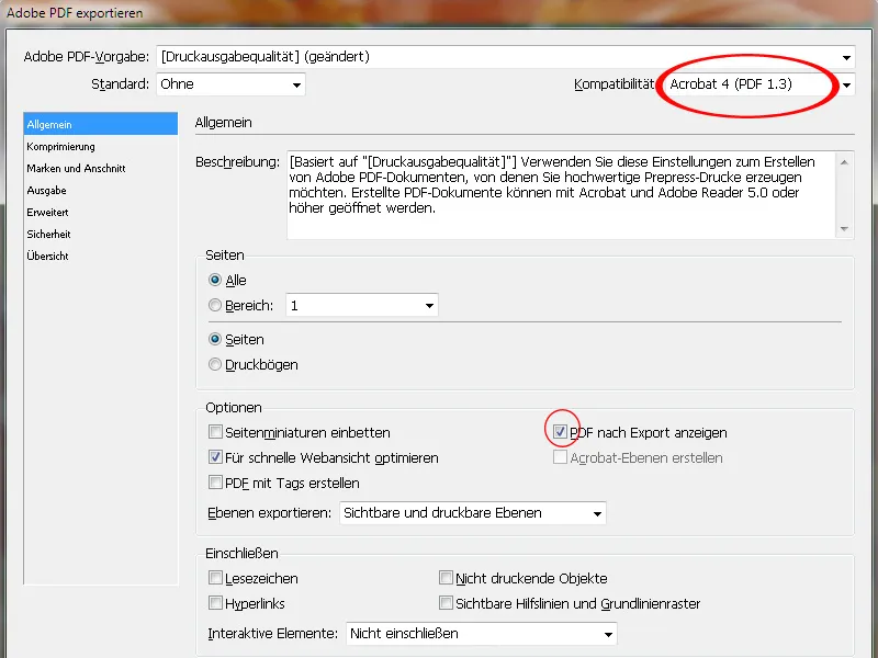 PDF-Export - Voreinstellungen von Acrobat PDF-Export - Voreinstellungen von Acrobat