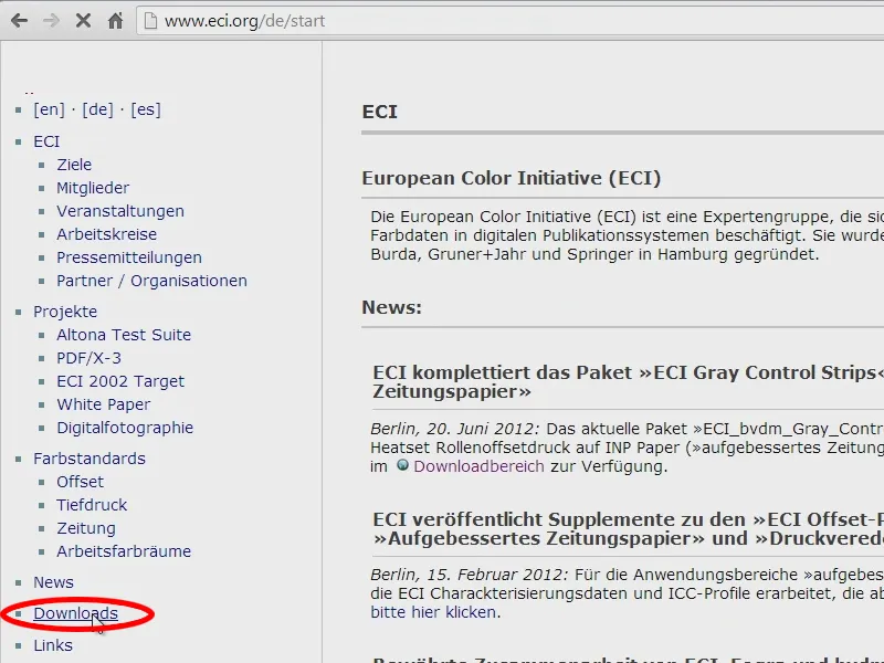 Fehlende Farbprofile herunterladen und installieren
