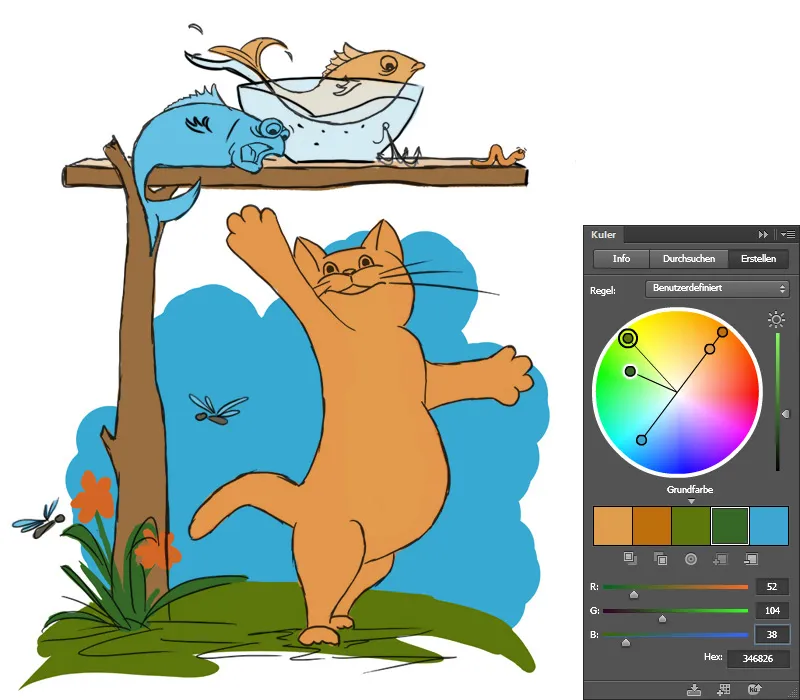 Illustration - Auf der Fischjagd! - Teil 1 - Skizze - Katze malen