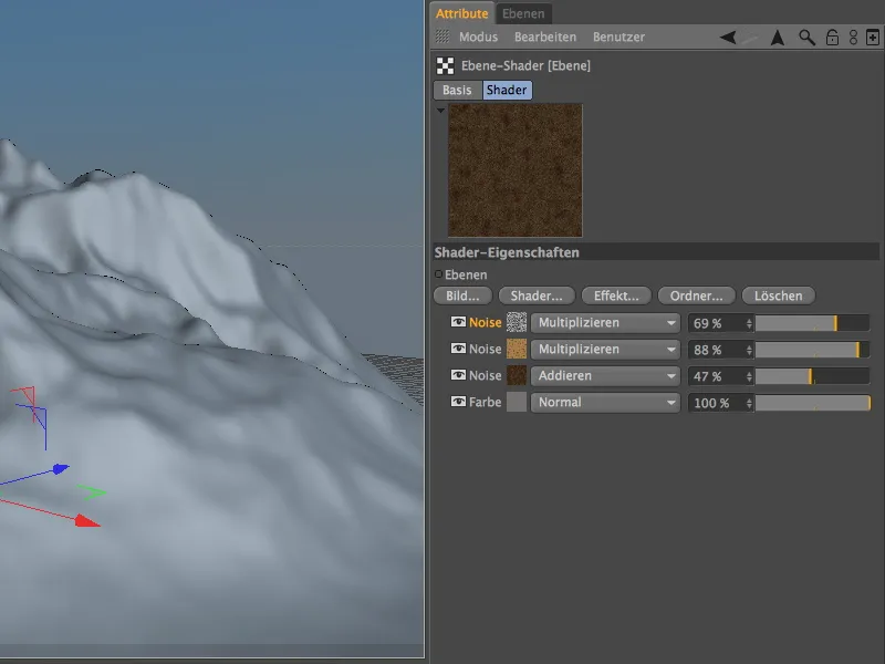 Neu in Release 13 - Schnee im Gebirge mit dem Geländemaske-Shader