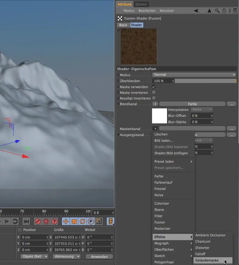 Neu in Release 13 - Schnee im Gebirge mit dem Geländemaske-Shader