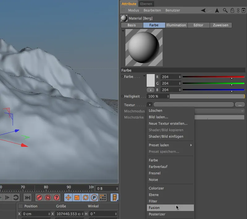 Neu in Release 13 - Schnee im Gebirge mit dem Geländemaske-Shader