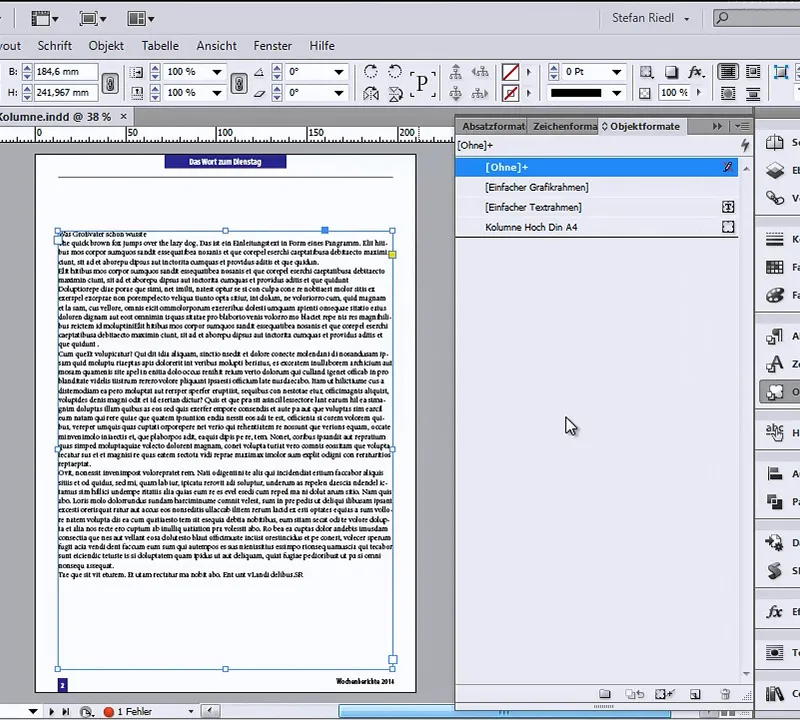 Kolumne mit nur einem Klick formatieren