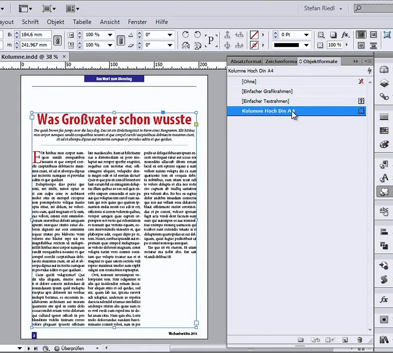 Kolumne mit nur einem Klick formatieren