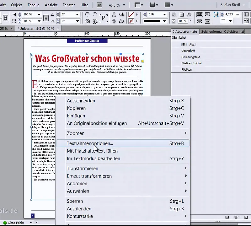 Kolumne mit nur einem Klick formatieren