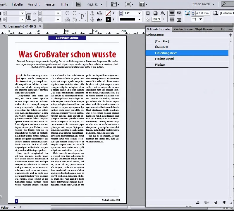 Kolumne mit nur einem Klick formatieren