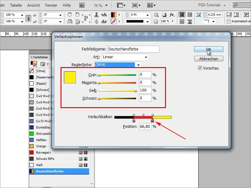Tipps &amp; Tricks zu Adobe InDesign: Viel Arbeit sparen mithilfe von Verläufen (Beispiel Deutschlandflagge)