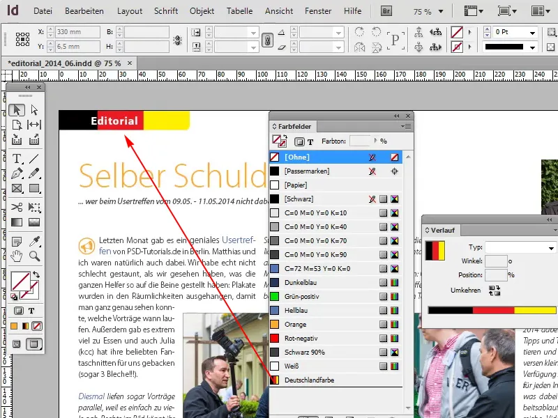 Tipps &amp; Tricks zu Adobe InDesign: Viel Arbeit sparen mithilfe von Verläufen (Beispiel Deutschlandflagge)
