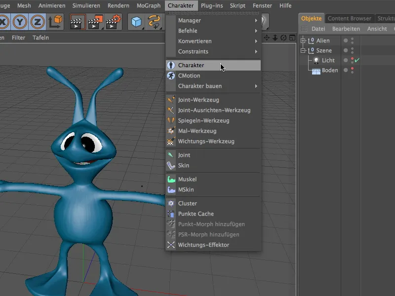 Neu in Release 13 - Rigging eines Aliens mit einer Charaktervorlage