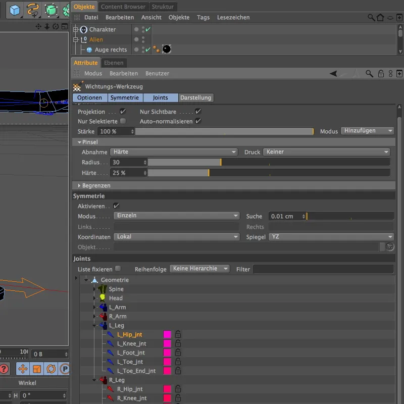 Neu in Release 13 - Rigging eines Aliens mit einer Charaktervorlage