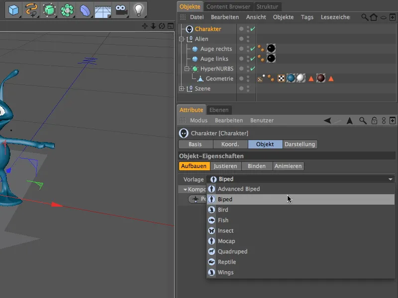 Neu in Release 13 - Rigging eines Aliens mit einer Charaktervorlage