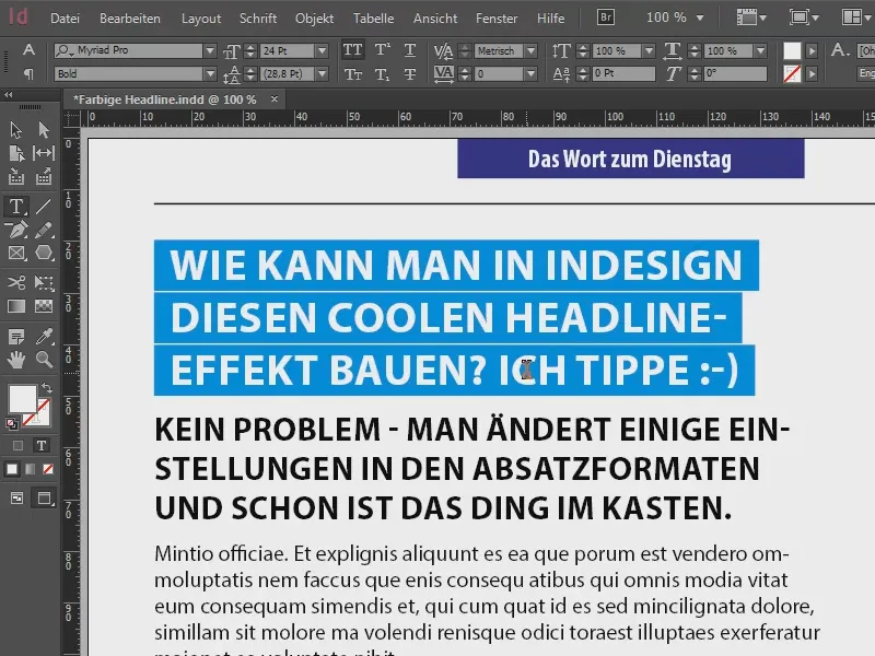 Farbige Headline-Effekte über die Formate Farbige Headline-Effekte über die Formate