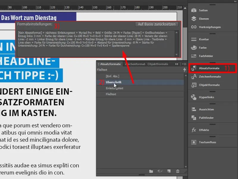 Farbige Headline-Effekte über die Formate