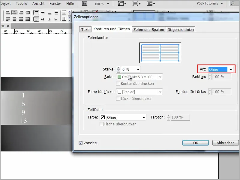 Tipps &amp; Tricks zu Adobe InDesign: Transparente Konturen in Tabellen erstellen