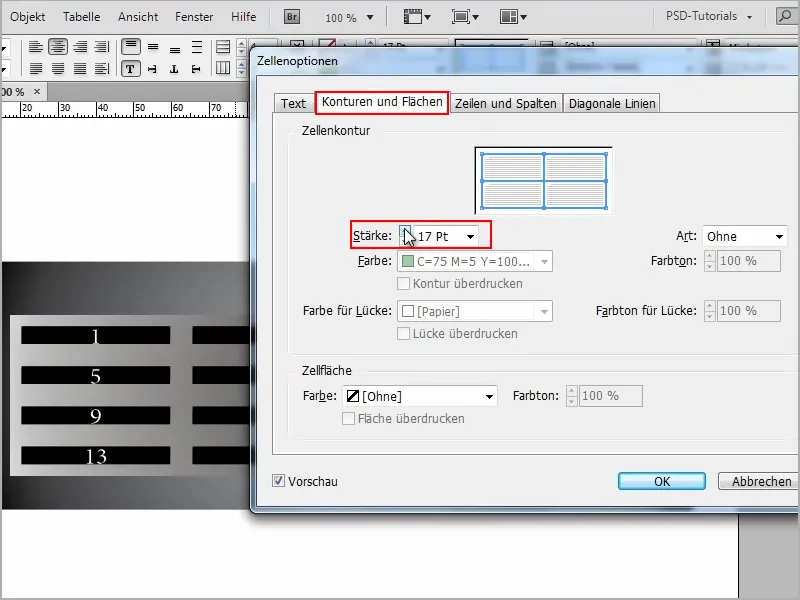 Tipps &amp; Tricks zu Adobe InDesign: Transparente Konturen in Tabellen erstellen