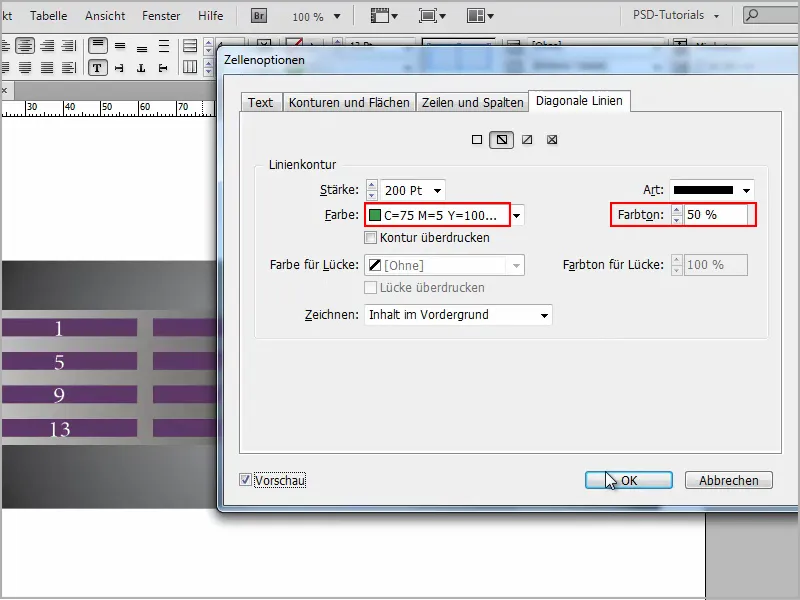 Tipps &amp; Tricks zu Adobe InDesign: Transparente Konturen in Tabellen erstellen