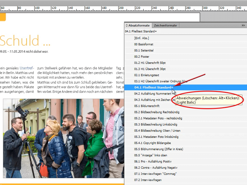Tipps &amp; Tricks zu Adobe InDesign: Formatabweichungen per Klick anzeigen lassen