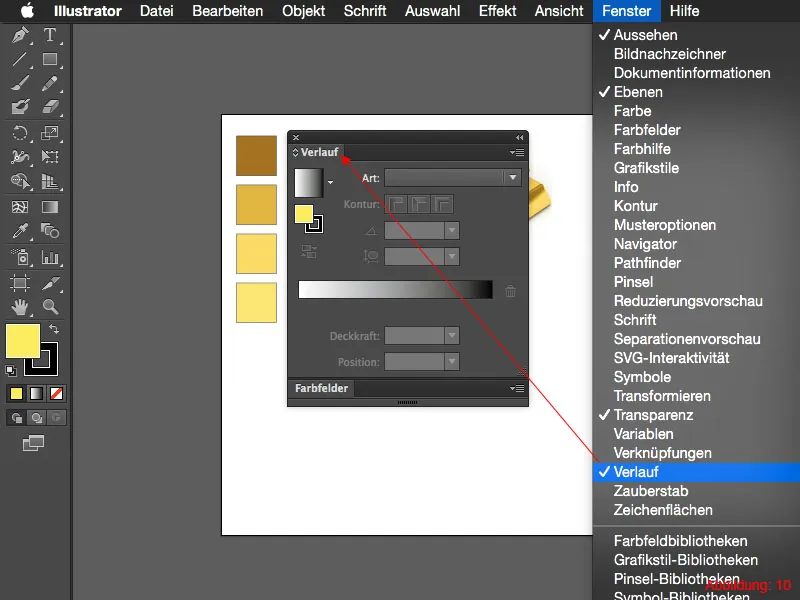Adobe Illustrator – Goldeffekt auf Schrift Adobe Illustrator – Goldeffekt auf Schrift