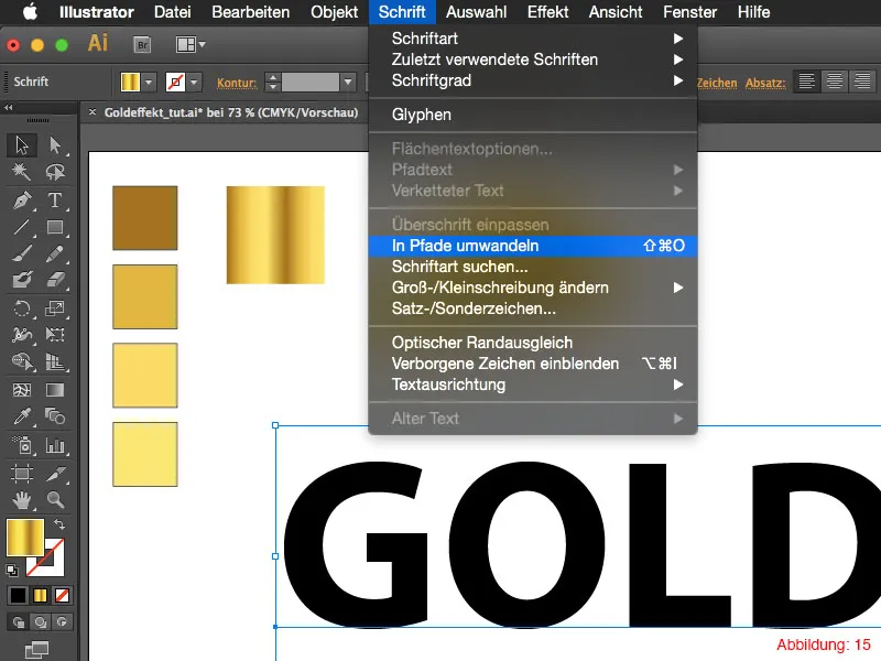 Adobe Illustrator – Goldeffekt auf Schrift Adobe Illustrator – Goldeffekt auf Schrift