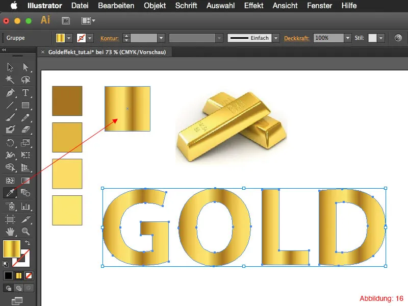 Adobe Illustrator – Goldeffekt auf Schrift Adobe Illustrator – Goldeffekt auf Schrift
