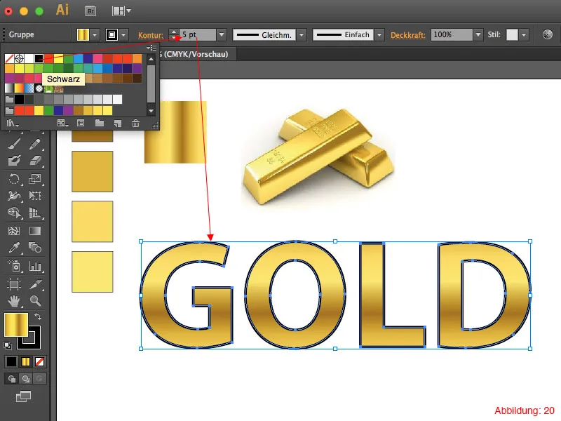 Adobe Illustrator – Goldeffekt auf Schrift Adobe Illustrator – Goldeffekt auf Schrift
