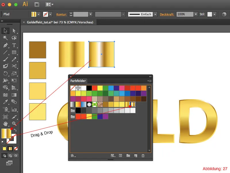 Adobe Illustrator – Goldeffekt auf Schrift Adobe Illustrator – Goldeffekt auf Schrift