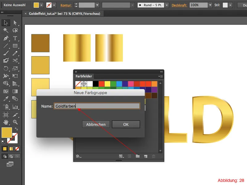 Adobe Illustrator – Goldeffekt auf Schrift Adobe Illustrator – Goldeffekt auf Schrift